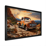 Orange Pickup Truck In Nevada Landscape - Pickup Truck Canvas Wall Art