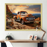 Orange Pickup Truck In Nevada Landscape - Pickup Truck Canvas Wall Art