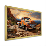 Orange Pickup Truck In Nevada Landscape - Pickup Truck Canvas Wall Art
