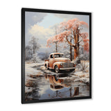 Coral Pickup Truck Frozen Wilderness - Pickup Truck Canvas Wall Art