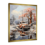 Coral Pickup Truck Frozen Wilderness - Pickup Truck Canvas Wall Art