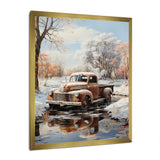 Brown Pickup Truck Frozen Wilderness - Pickup Truck Canvas Wall Art
