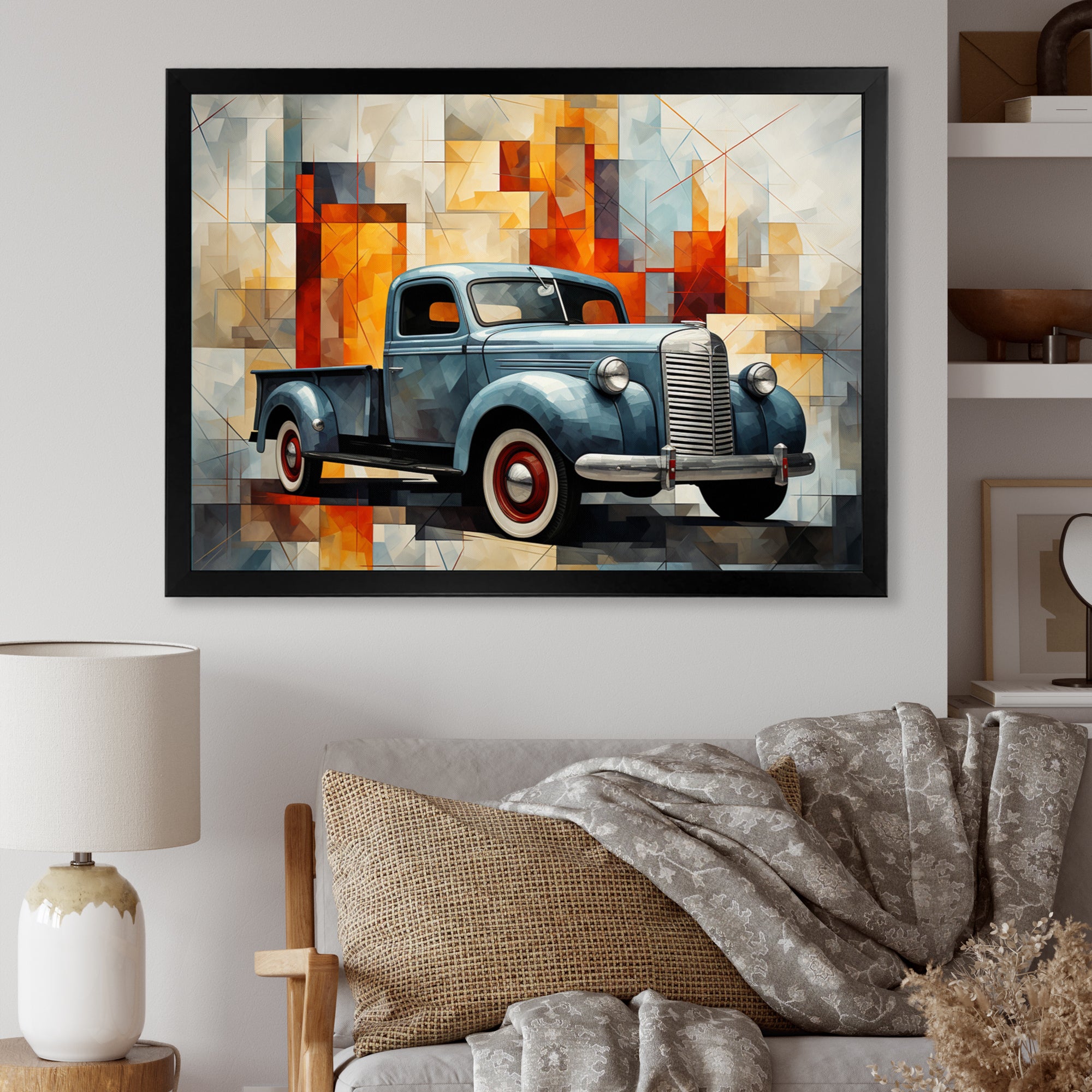 Pickup Truck Geometric Abstraction I - Pickup Truck Canvas Wall Art