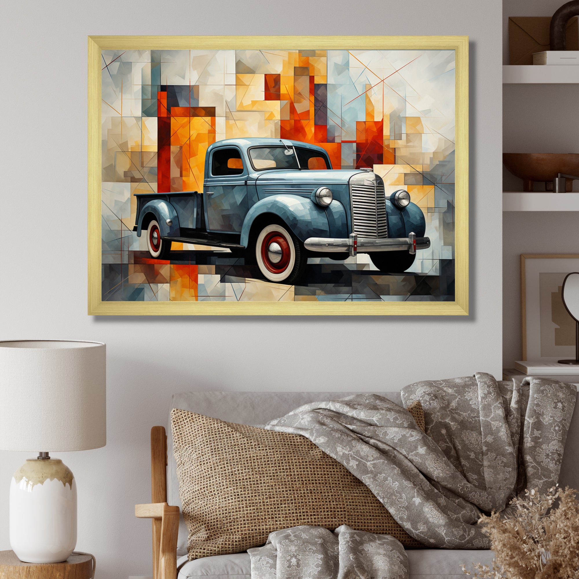Pickup Truck Geometric Abstraction I - Pickup Truck Canvas Wall Art