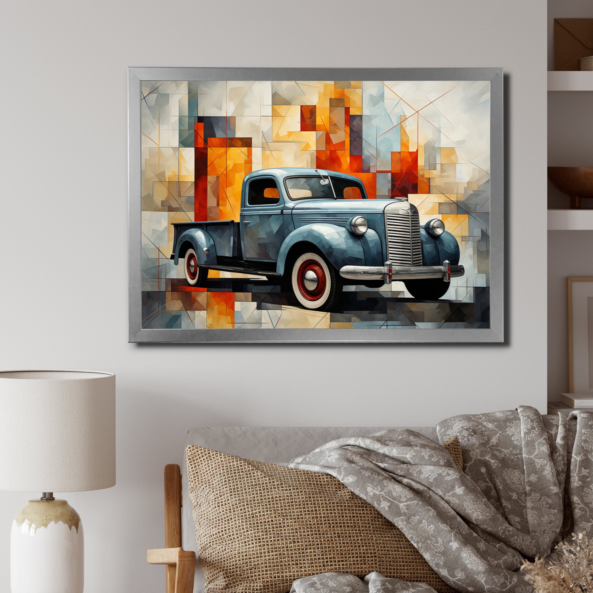 Pickup Truck Geometric Abstraction I - Pickup Truck Canvas Wall Art