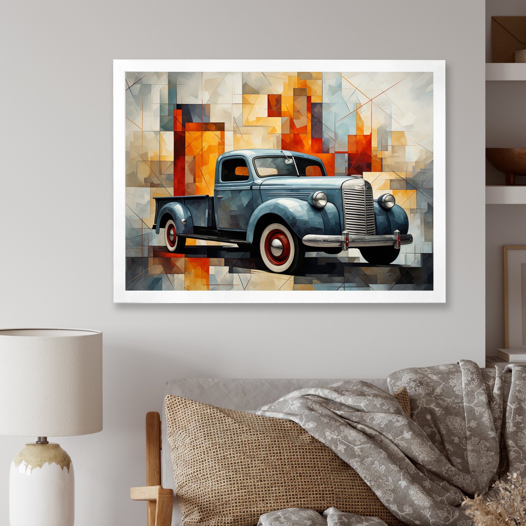 Pickup Truck Geometric Abstraction I - Pickup Truck Canvas Wall Art