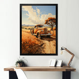 Yellow Pickup Truck Golden Fields I - Pickup Truck Canvas Wall Art