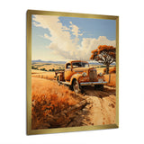 Yellow Pickup Truck Golden Fields I - Pickup Truck Canvas Wall Art