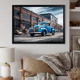 Blue Pickup Truck Industrial Drive I - Pickup Truck Canvas Wall Art
