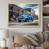 Blue Pickup Truck Industrial Drive I - Pickup Truck Canvas Wall Art