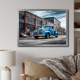 Blue Pickup Truck Industrial Drive I - Pickup Truck Canvas Wall Art
