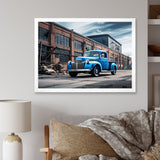 Blue Pickup Truck Industrial Drive I - Pickup Truck Canvas Wall Art