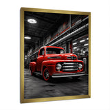Red Pickup Truck Industrial Elegance - Pickup Truck Canvas Wall Art