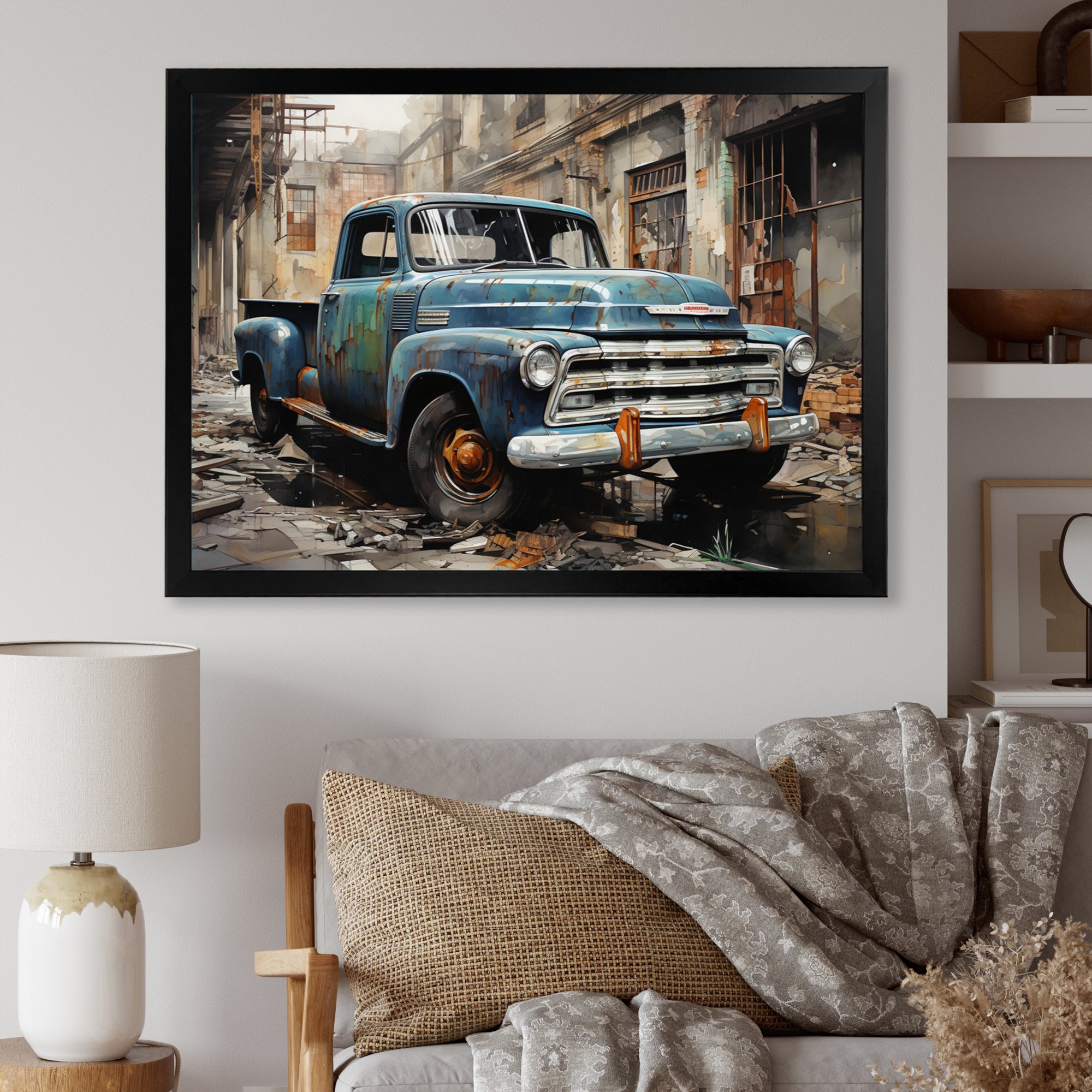 Pickup Truck Industrial Elegance - Pickup Truck Canvas Wall Art