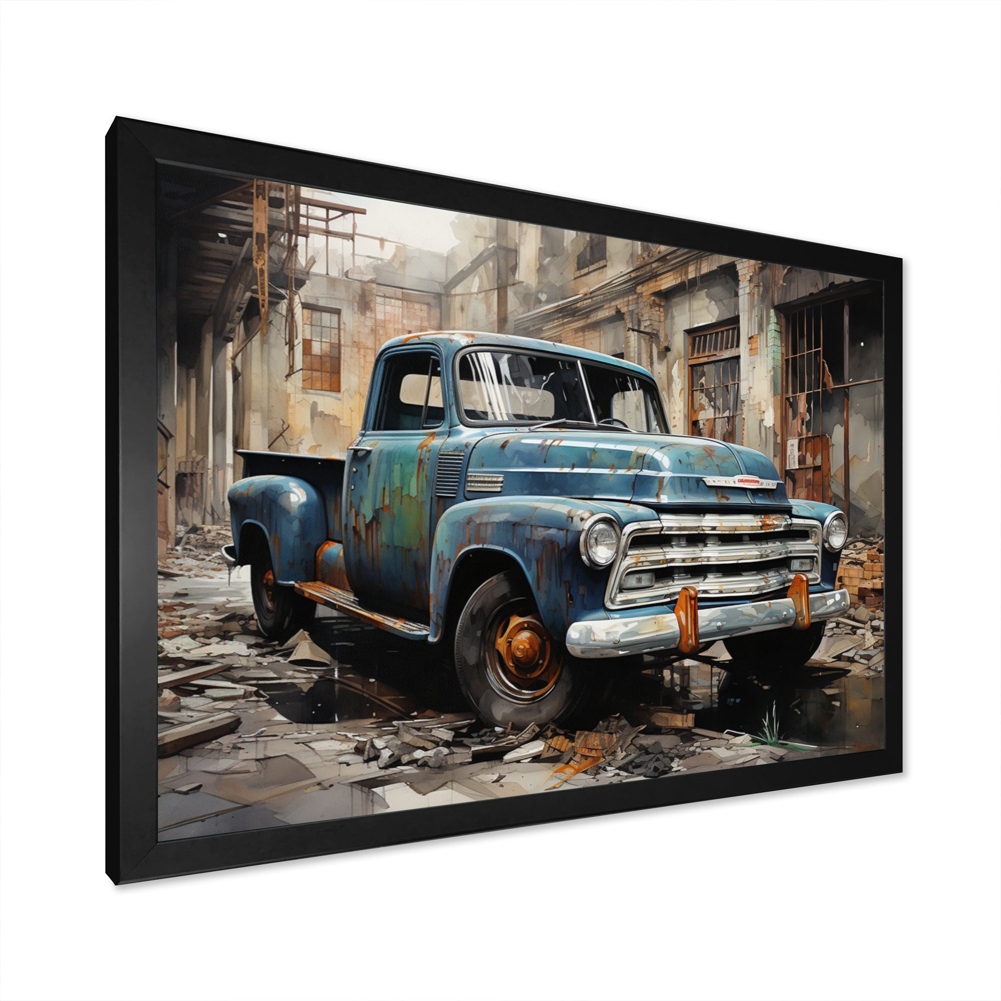 Pickup Truck Industrial Elegance - Pickup Truck Canvas Wall Art