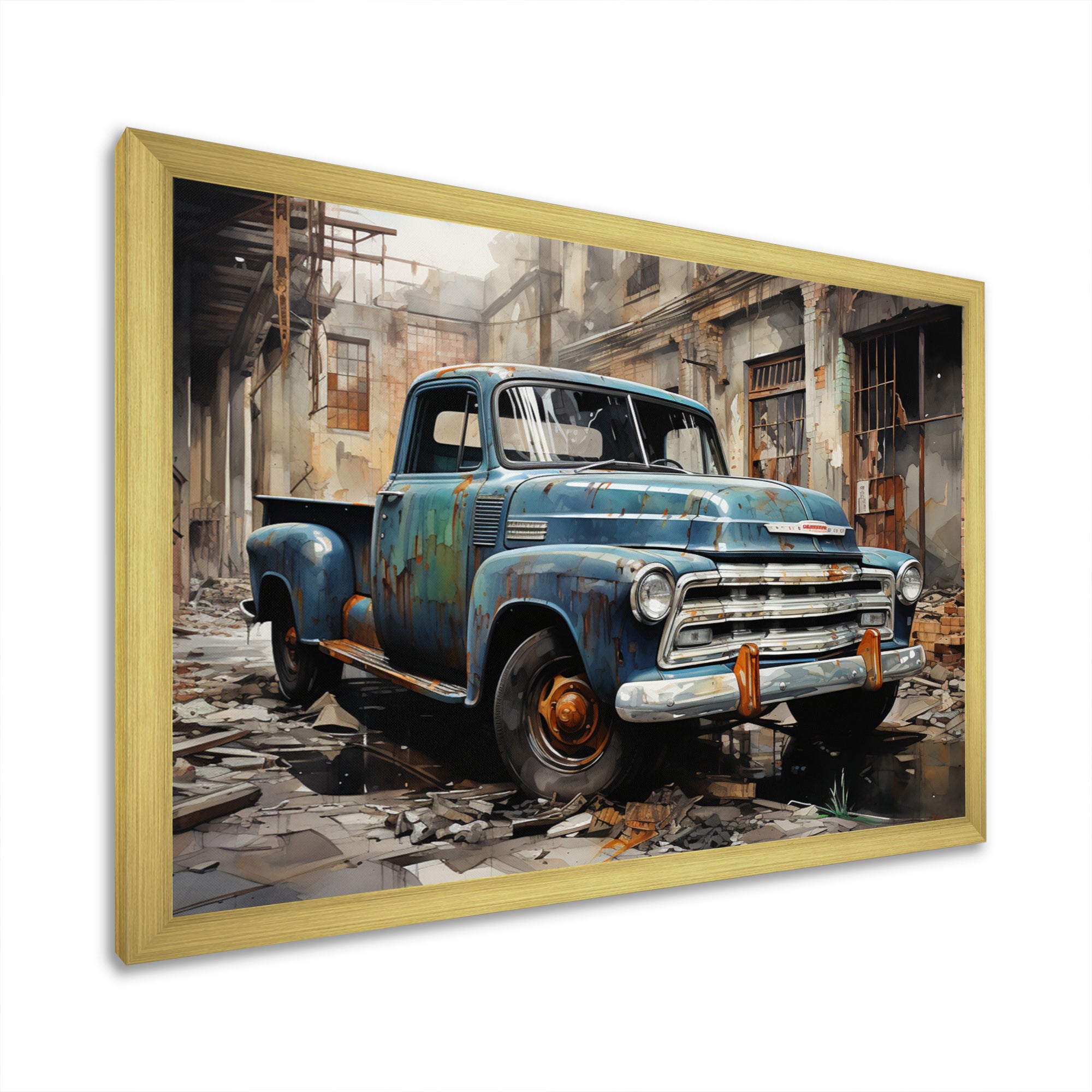 Pickup Truck Industrial Elegance - Pickup Truck Canvas Wall Art
