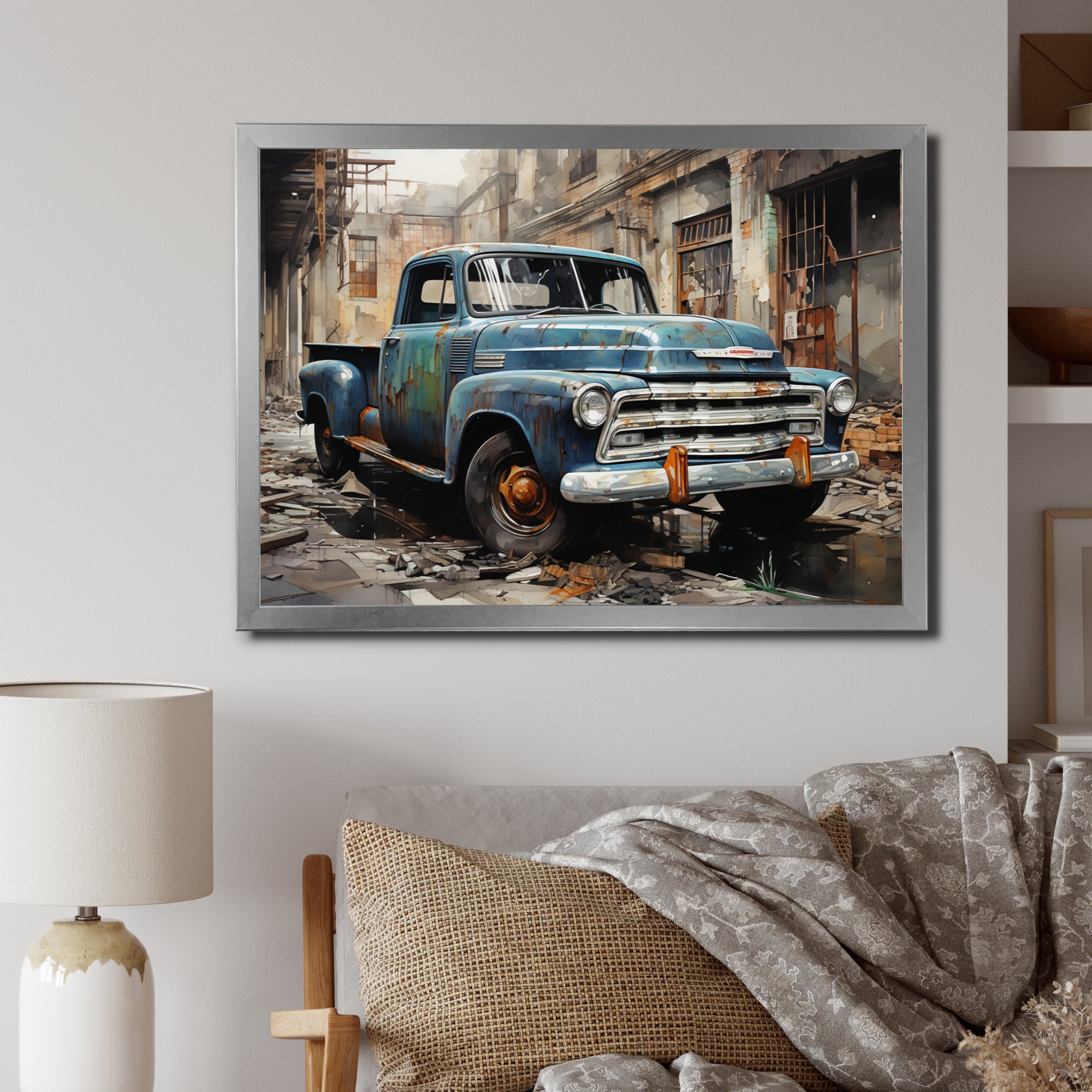Pickup Truck Industrial Elegance - Pickup Truck Canvas Wall Art