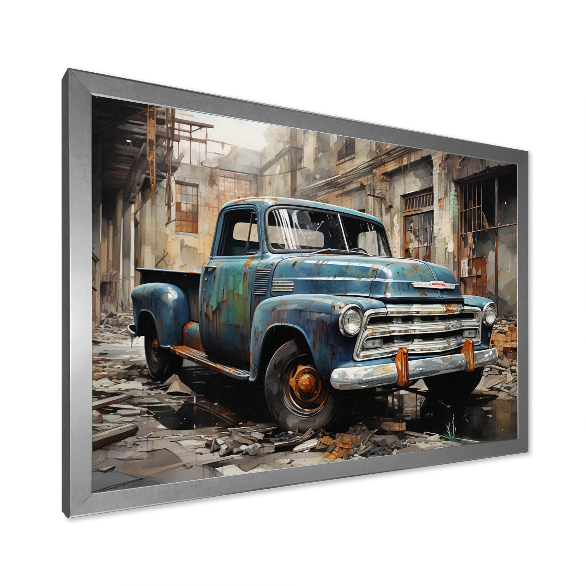 Pickup Truck Industrial Elegance - Pickup Truck Canvas Wall Art