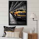 Yellow Pickup Truck Industrial Icons - Pickup Truck Canvas Wall Art