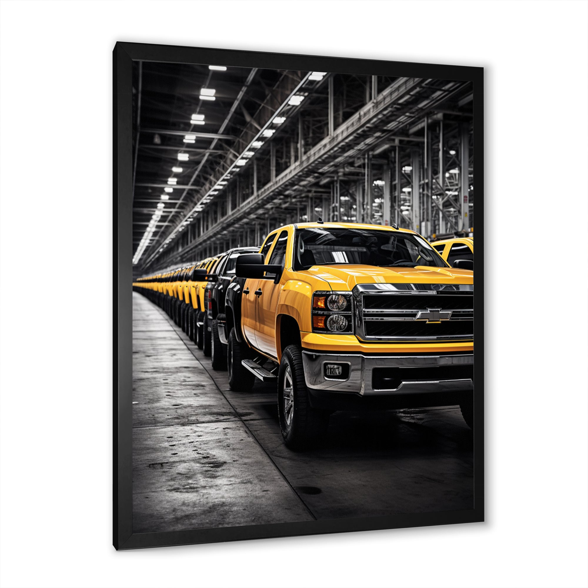 Yellow Pickup Truck Industrial Icons - Pickup Truck Canvas Wall Art
