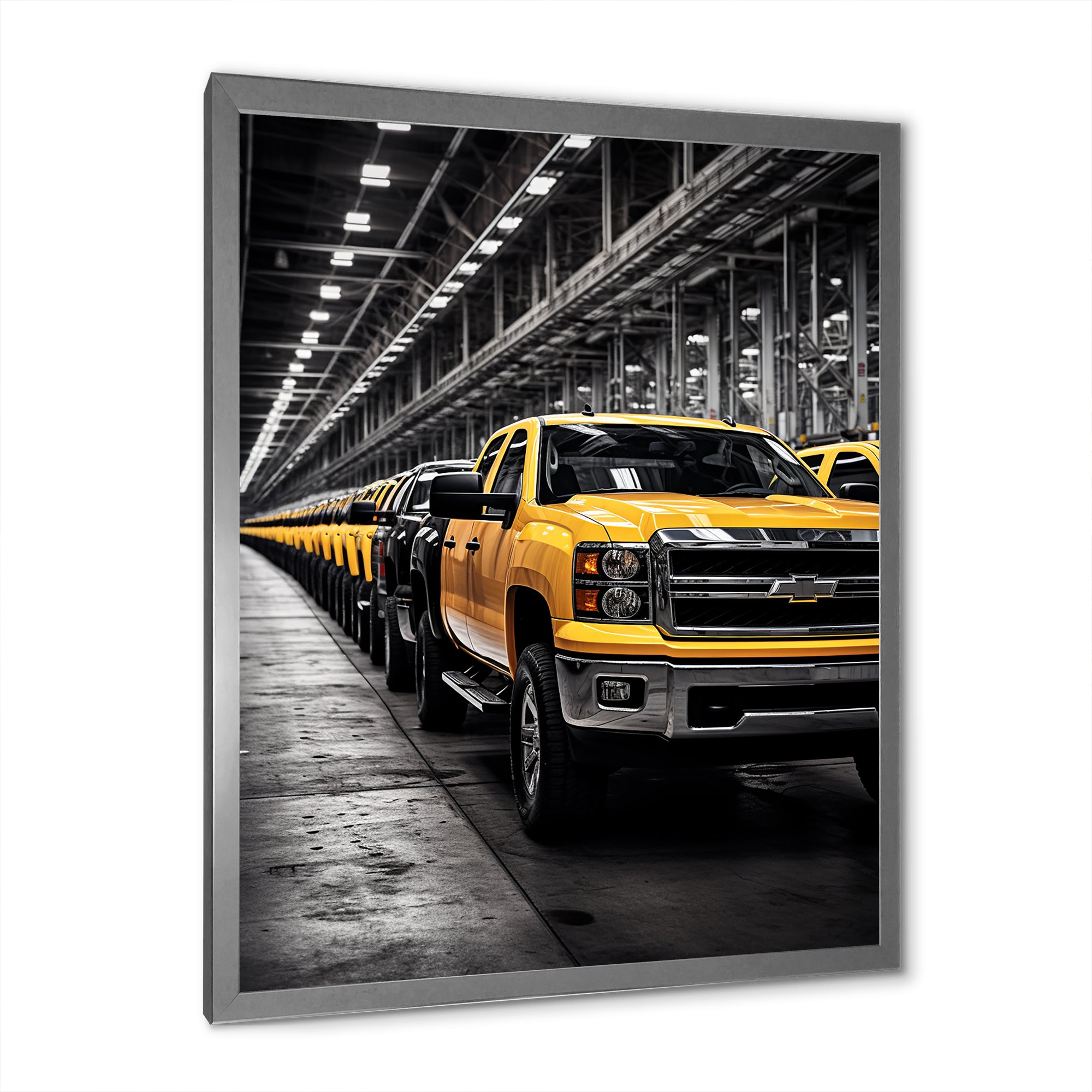 Yellow Pickup Truck Industrial Icons - Pickup Truck Canvas Wall Art