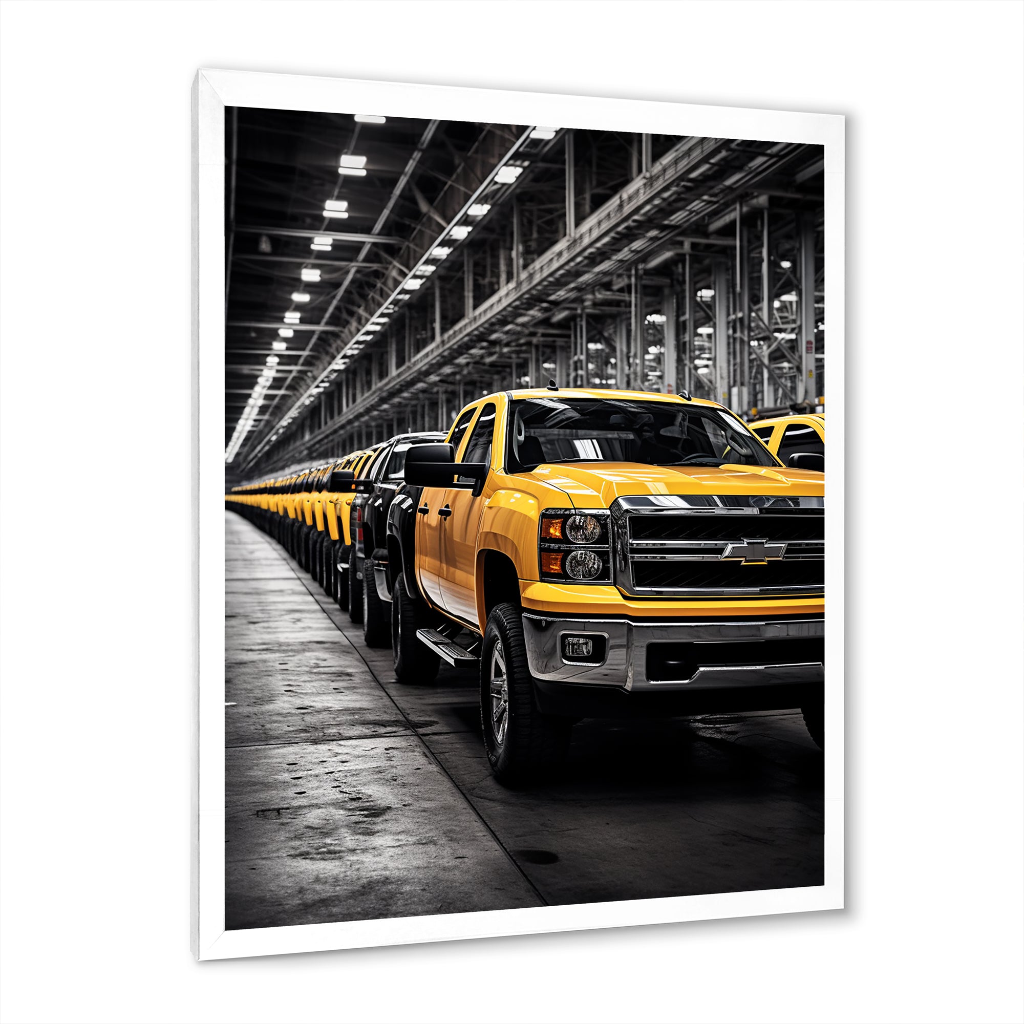 Yellow Pickup Truck Industrial Icons - Pickup Truck Canvas Wall Art