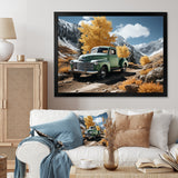 Green Pickup Truck Landscape Adventurers - Pickup Truck Canvas Wall Art