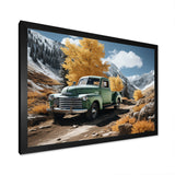 Green Pickup Truck Landscape Adventurers - Pickup Truck Canvas Wall Art