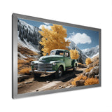 Green Pickup Truck Landscape Adventurers - Pickup Truck Canvas Wall Art