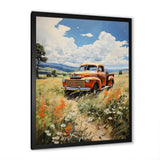 Coral Pickup Truck Luminous Meadows - Pickup Truck Canvas Wall Art