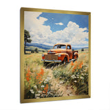 Coral Pickup Truck Luminous Meadows - Pickup Truck Canvas Wall Art