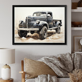 Minimalist Pickup Truck Monochrome - Pickup Truck Canvas Wall Art