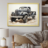 Minimalist Pickup Truck Monochrome - Pickup Truck Canvas Wall Art
