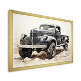 Minimalist Pickup Truck Monochrome - Pickup Truck Canvas Wall Art