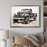 Minimalist Pickup Truck Monochrome - Pickup Truck Canvas Wall Art