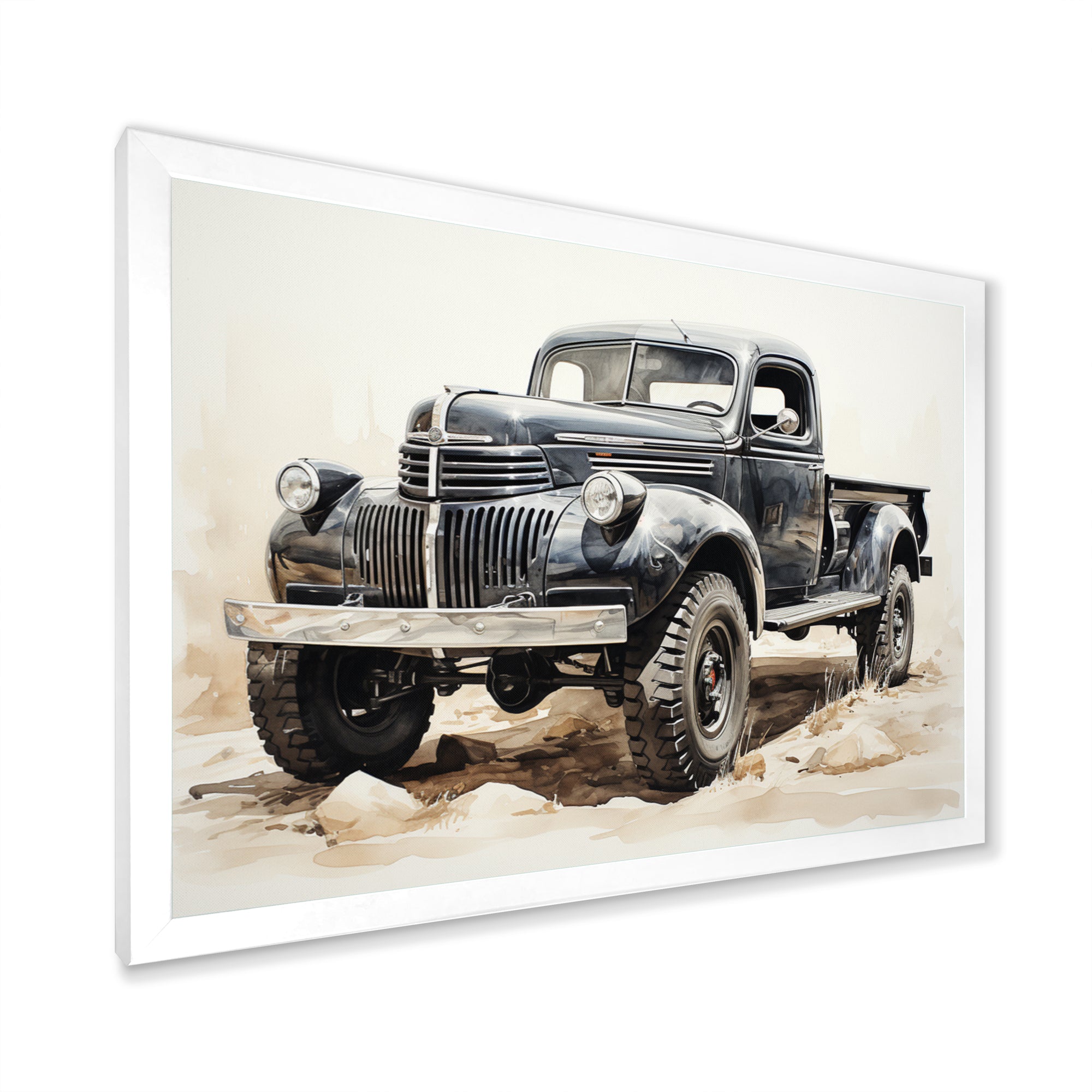 Minimalist Pickup Truck Monochrome - Pickup Truck Canvas Wall Art