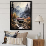 Brown Pickup Truck Misty Mountains - Pickup Truck Canvas Wall Art