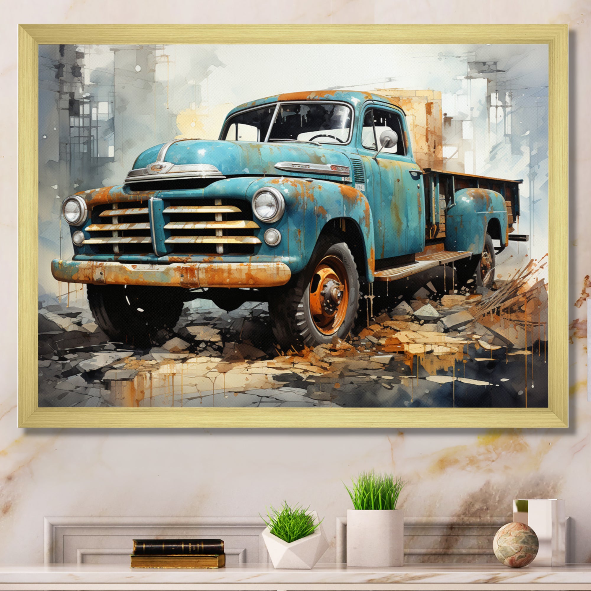 Vintage Pickup Truck - Pickup Truck Canvas Wall Art