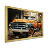 Orange Pickup Truck Mixed Perspective - Pickup Truck Canvas Wall Art