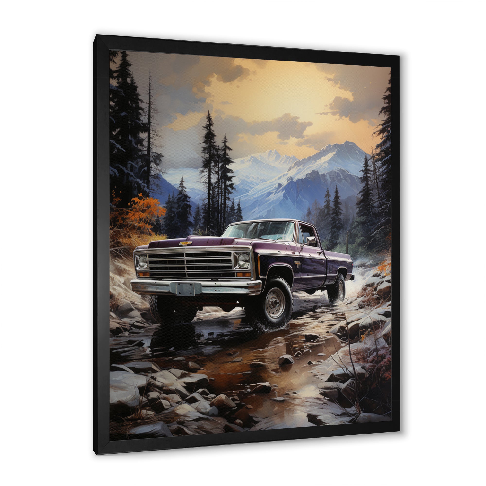 Pickup Truck Mountain Majesty - Pickup Truck Canvas Wall Art