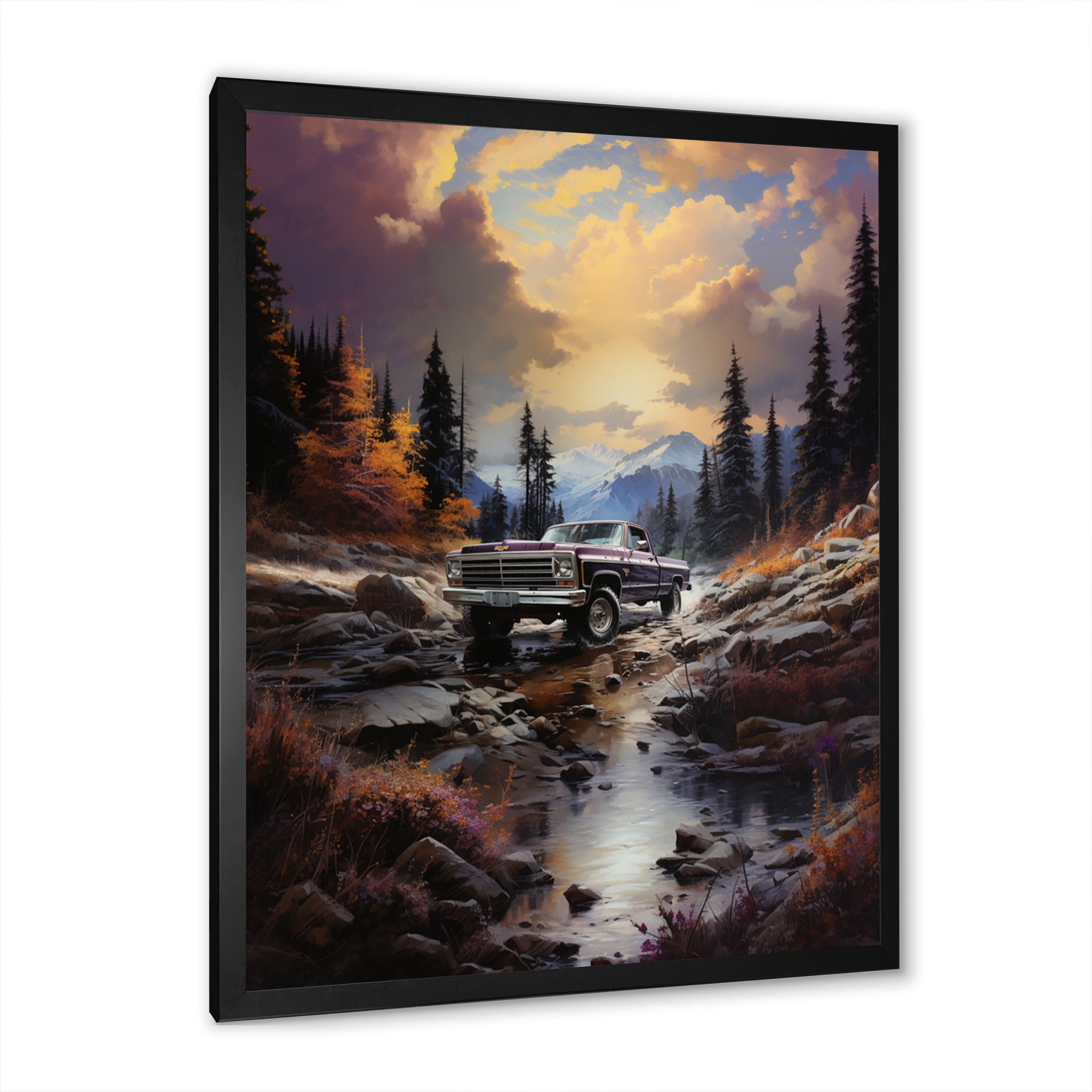 Brown Pickup Truck Mountain Majesty I - Pickup Truck Canvas Wall Art