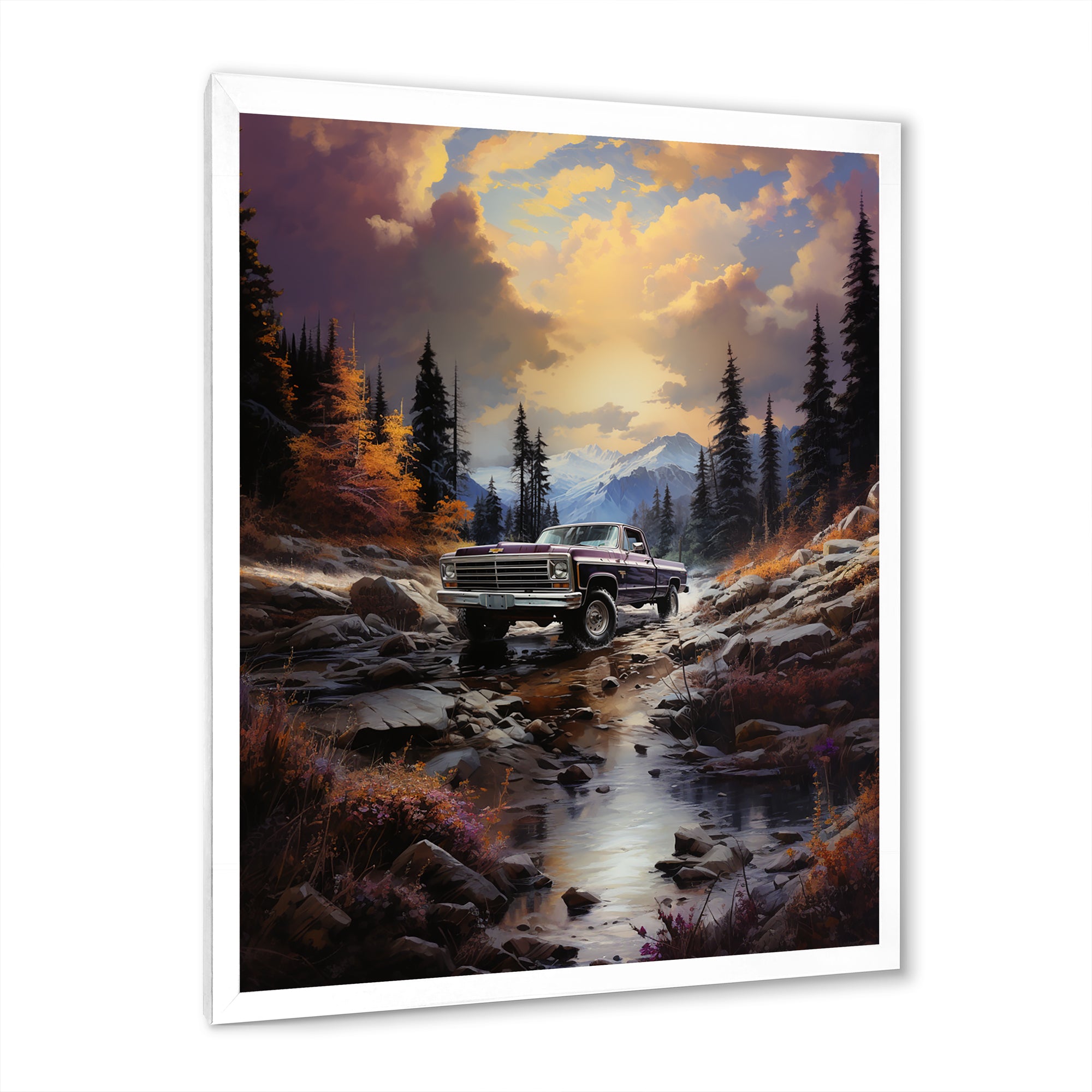 Brown Pickup Truck Mountain Majesty I - Pickup Truck Canvas Wall Art