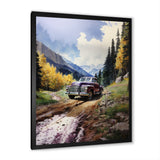 Green Pickup Truck Mountain Majesty - Pickup Truck Canvas Wall Art