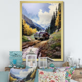 Green Pickup Truck Mountain Majesty - Pickup Truck Canvas Wall Art