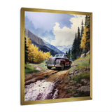 Green Pickup Truck Mountain Majesty - Pickup Truck Canvas Wall Art