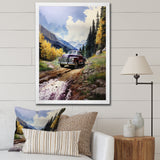 Green Pickup Truck Mountain Majesty - Pickup Truck Canvas Wall Art