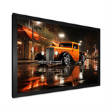 Orange Pickup Truck Night Drifters - Pickup Truck Canvas Wall Art