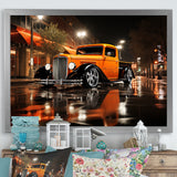 Orange Pickup Truck Night Drifters - Pickup Truck Canvas Wall Art
