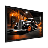 Black Orange Pickup Truck Night Drifters - Pickup Truck Canvas Wall Art