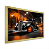 Black Orange Pickup Truck Night Drifters - Pickup Truck Canvas Wall Art